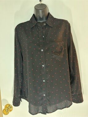 Rails Kate Red Mini Hearts Silk Top Size XS